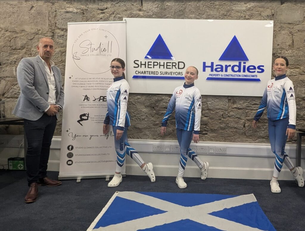 Hardies Property and Construction Consultants and Shepherd Chartered Surveyors have signed up as main sponsors to Studio 11 Dance Collective representing TEAM SCOTLAND at the Dance World Cup 2024 in Prague.