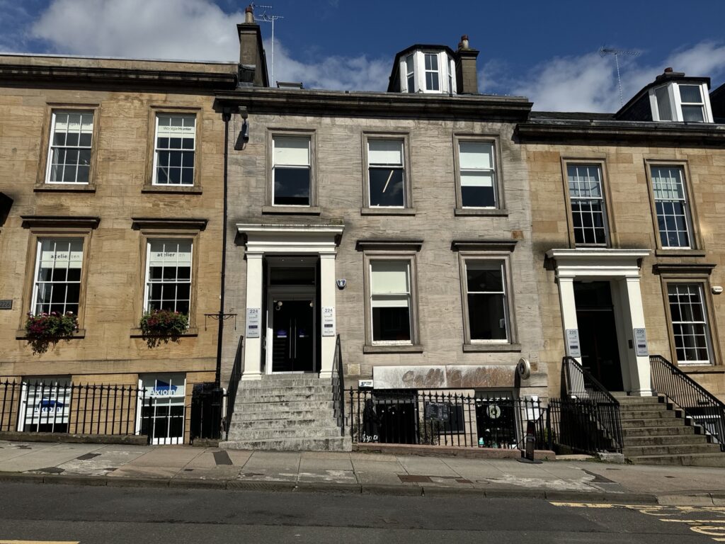 Shepherd Chartered Surveyors is bringing to market a prime townhouse office in Glasgow city centre for sale.